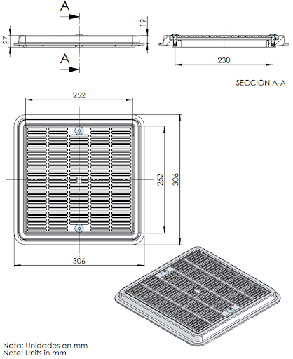 Drain grille for private pools - Nắp thu nước đày hồ bơi hình vuông